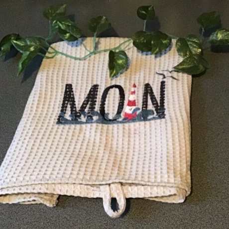 Geschirrtuch mit Spruch GeschenkSet Einzigartig  - maritim MOIN
