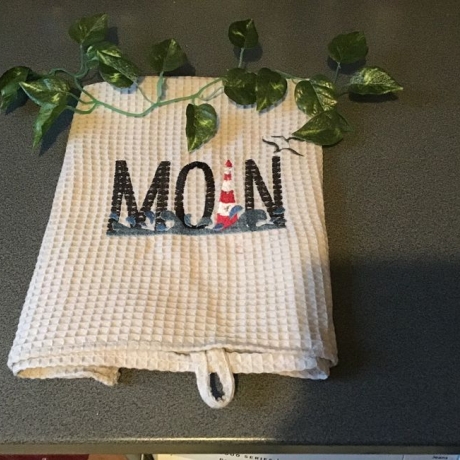 Geschirrtuch mit Spruch GeschenkSet Einzigartig  - maritim MOIN