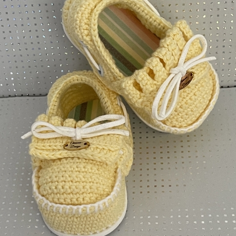 Babyschuhe Mokassions Sneaker gehäkelt gelb hellgelb