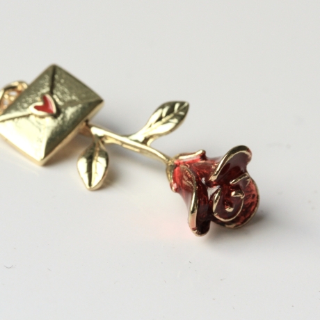 Rose Halskette Charm Brief vergoldet Herz Emaille