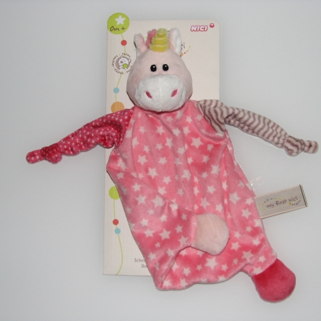 Einhorn Schmusetuch mit Name & Datum bestickt♥pink