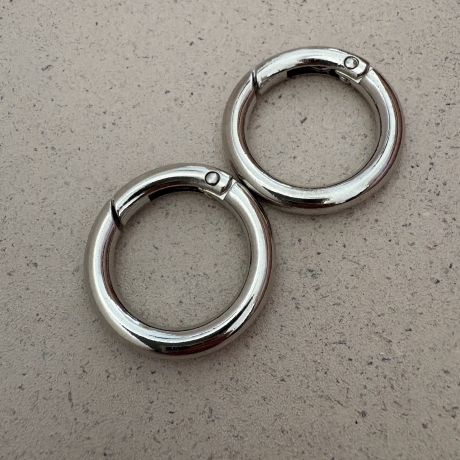 2x Rundkarabiner silber 35mm / 25mm Schlüsselring Taschenring 