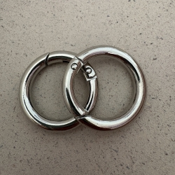 2x Rundkarabiner silber 35mm / 25mm Schlüsselring Taschenring 