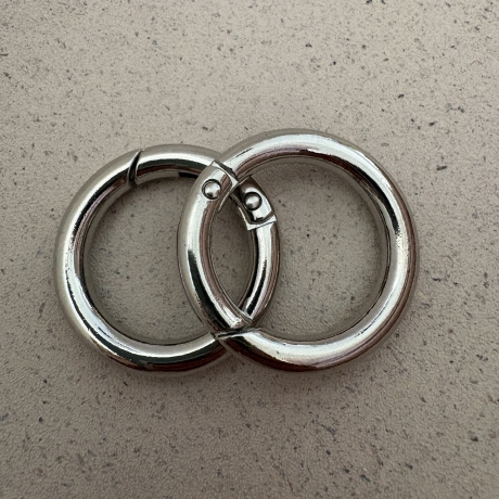 2x Rundkarabiner silber 35mm / 25mm Schlüsselring Taschenring 