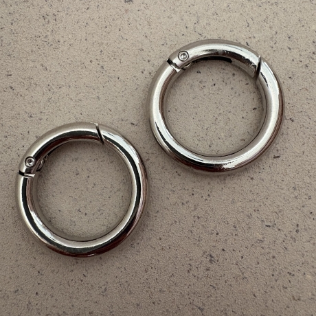 2x Rundkarabiner silber 35mm / 25mm Schlüsselring Taschenring 
