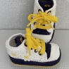 Babyschuhe Turnschuhe Sneaker gehäkelt weiß gelb blau