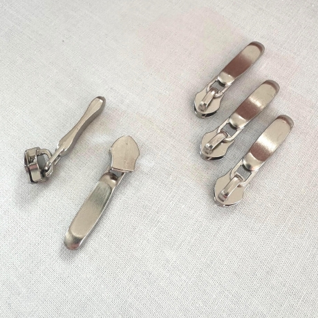 2x Zipper silber formschön Schieber für 5 mm Spirale