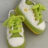 Babyschuhe Turnschuhe Sneaker gehäkelt weiß gelb grün