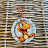 Taschenanhänger - Deko - Dino orange - holo - für kleine Dinofans