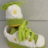 Babyschuhe Turnschuhe Sneaker gehäkelt weiß gelb grün