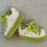 Babyschuhe Turnschuhe Sneaker gehäkelt weiß gelb grün
