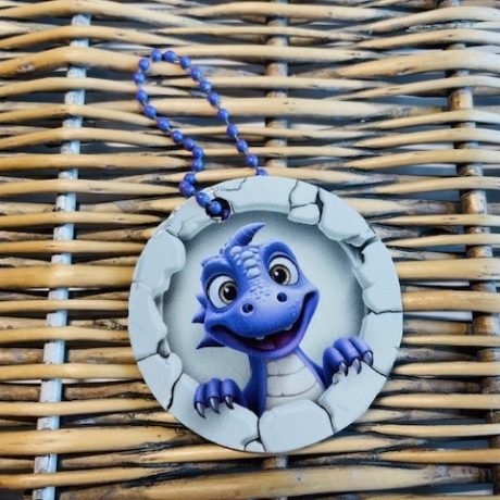 Taschenanhänger - Deko - Lila Dino - holo - Geschenk für Dino-Fan