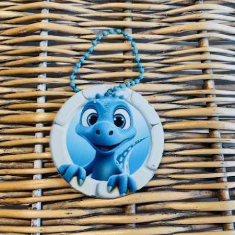 Taschenanhänger - Deko - blauer Dino - Geschenk für Dino-Fan