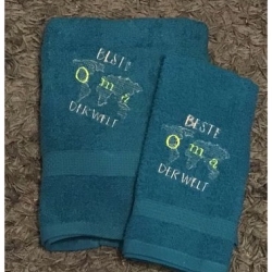 2er Set Gästehandtuch + Handtuch personalisiert - beste Oma 