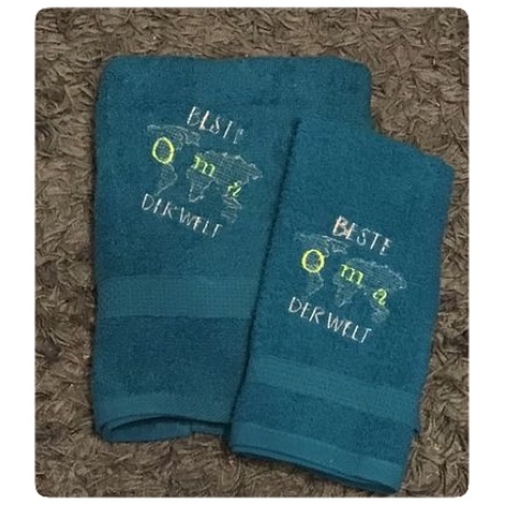 2er Set Gästehandtuch + Handtuch personalisiert - beste Oma 