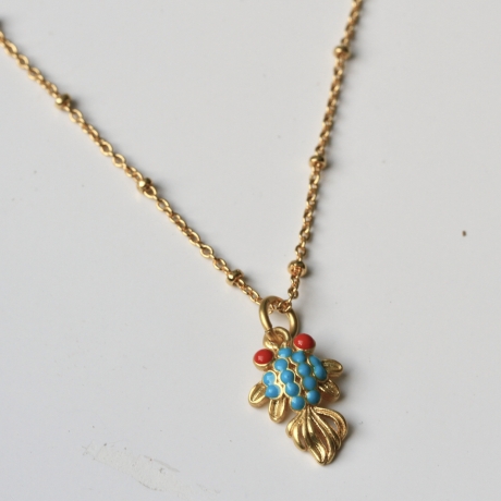 Kette Charm Koi Fisch vergoldet mit Emaille