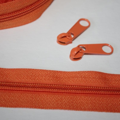 1,90m Reißverschluss orange 5 mm + 6 St. Zipper