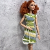 Buntes Puppenkleid und Zubehör für 1:6 Puppen (Barbie, Steffi)