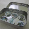 6er Set Cabochon Magnete Blumen Blau Bleu