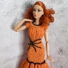 Halloween Kleid für Puppen (Barbie, Steffi), orange