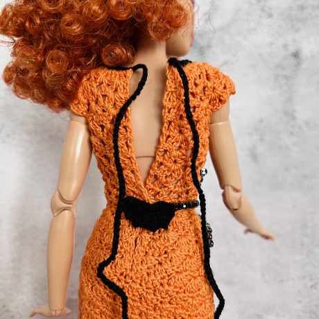 Halloween Kleid für Puppen (Barbie, Steffi), orange