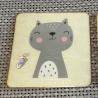 Untersetzer - Türschild - träumende graue Katze - Kinderzimmer
