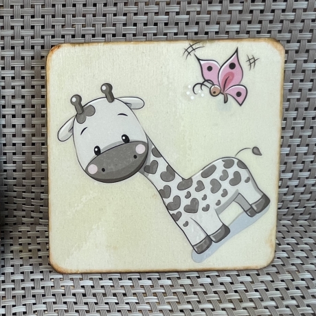 Untersetzer - Türschild - kleine herzige Giraffe - Kinderzimmer