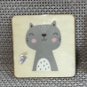 Untersetzer - Türschild - träumende graue Katze - Kinderzimmer