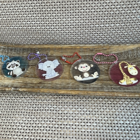 Taschenanhänger Deko - Äffchen & dunkelblauer Hintergrund & Kette