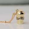 Kette Kaffee Anhänger Charm Rosenquarz vergoldet