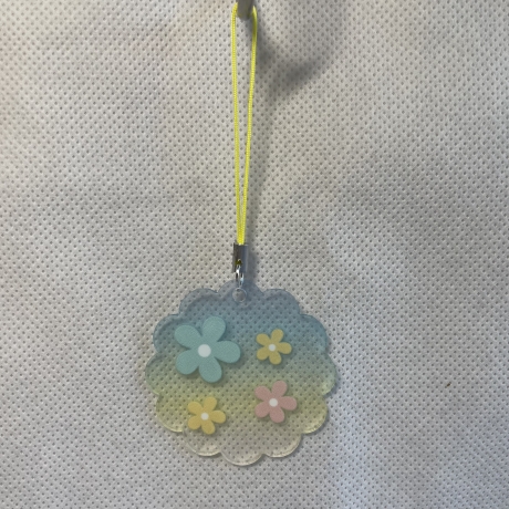Taschenanhänger oder Deko - Pastell Blüten - rund 4,5 cm