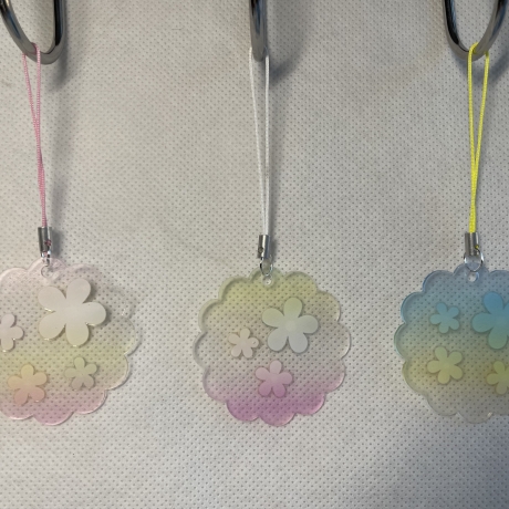 Taschenanhänger oder Deko - Pastell Blüten - rund 4,5 cm