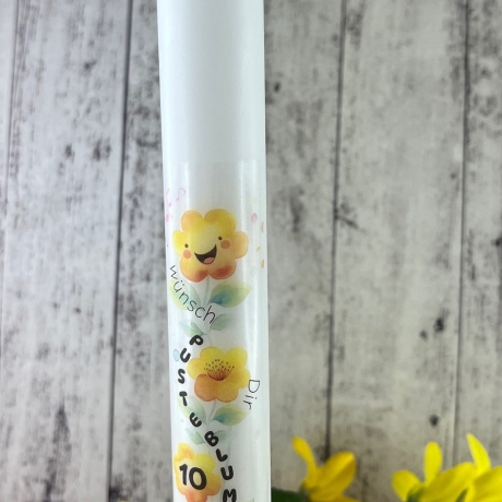 Stabkerzen mit Blumenrankenmotiven & Jahreszahl