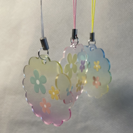 Taschenanhänger oder Deko - Pastell Blüten - rund 4,5 cm