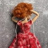 Rotes Puppenkleid und Zubehör für 1:6 Puppen (Barbie, Steffi)
