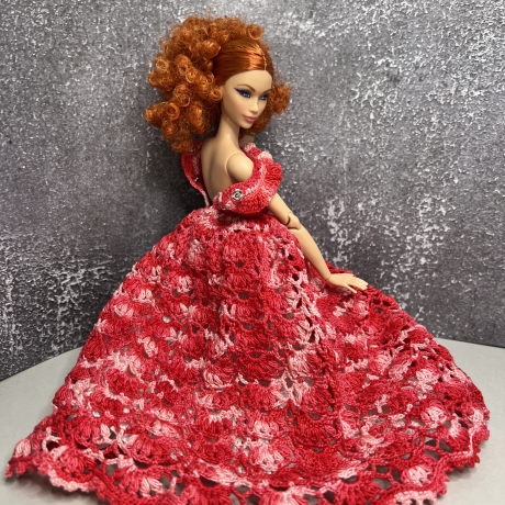 Rotes Puppenkleid und Zubehör für 1:6 Puppen (Barbie, Steffi)