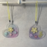 Taschenanhänger oder Deko - Pastell - Blüten- Herzanhänger 
