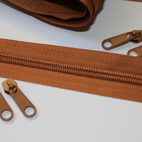 Reißverschluss cognac caramel braun inkl. Zipper Endlos 