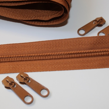 Reißverschluss cognac caramel braun inkl. Zipper Endlos 