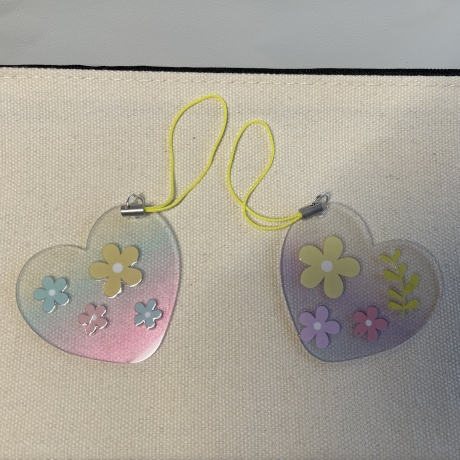 Taschenanhänger oder Deko - Pastell - Blüten- Herzanhänger 