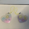 Taschenanhänger oder Deko - Pastell - Blüten- Herzanhänger 