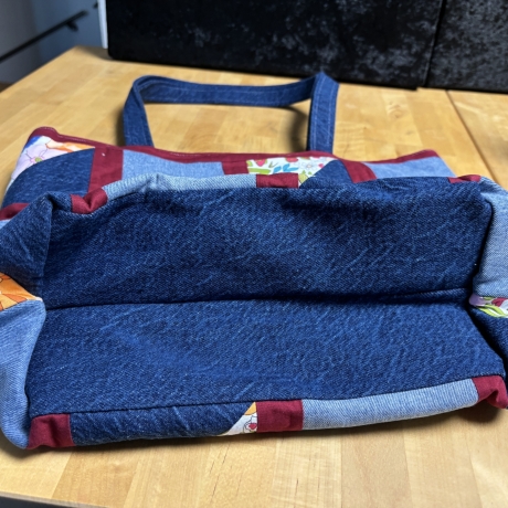 Einzigartige Handtasche aus Jeans und Baumwolle  upcycling) - 5 -