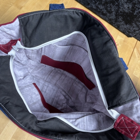 Einzigartige Handtasche aus Jeans und Baumwolle  upcycling) - 5 -