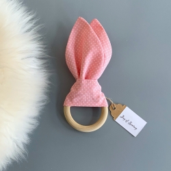 Knisterohr Greifling Holzring Knistertuch Pünktchen apricot  