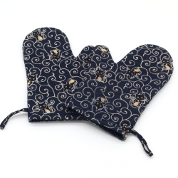 Topfhandschuhe Katzen 2er Set – Baumwolle, Hitzeschutz, Lila,  