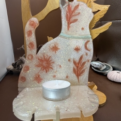 Handmade Wandteelichthalter in Katzenform Neu Resin 