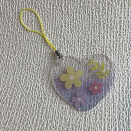Taschenanhänger oder Deko - Pastell - Blüten- Herzanhänger 