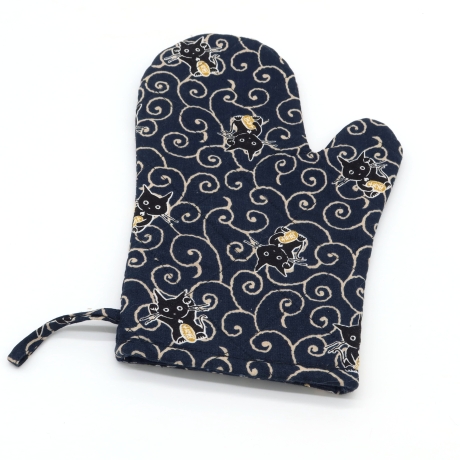 Topfhandschuhe Katzen 2er Set – Baumwolle, Hitzeschutz, Lila,  