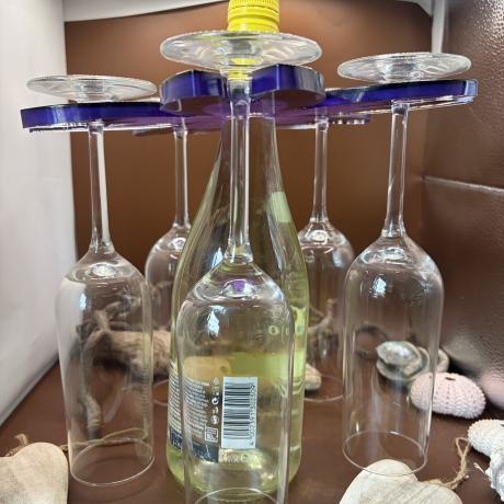 Sekt/Weinflaschenhalter Neu Platz für 5 Gläser Handmade 