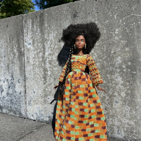 Kleid für Puppen (Barbie, Steffi), orange
